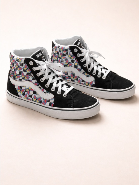 Vans Shoes - Vans Sk8-Hi High-Top Sneakers with Butterflies CheckerBoard Panels